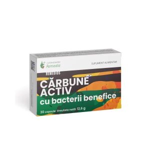 Carbune activ cu bacterii benefice, 30 capsule, Remedia