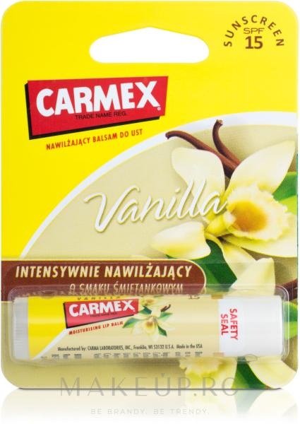 Carmex Balsam pentru buze cu aroma de VANILIE, stick SPF15, 4.25g