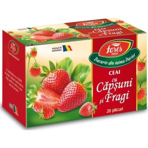 Ceai Aromfruct cu capsuni si fragi, 20 plicuri, Fares