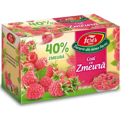 Ceai cu zmeura 40%, 20 plicuri, Fares