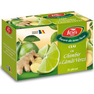 Ceai de ghimbir si lamai verzi, 20 plicuri, Fares
