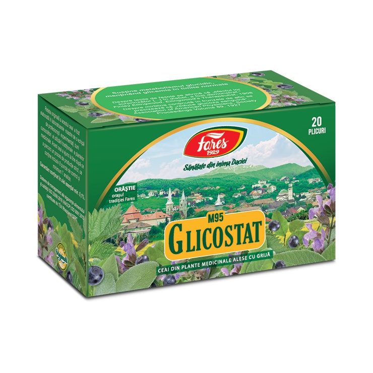 Ceai Glicostat, M95, 20 plicuri, Fares