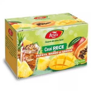 Ceai rece cu papaya, mango si ananas, 12 plicuri, Fares