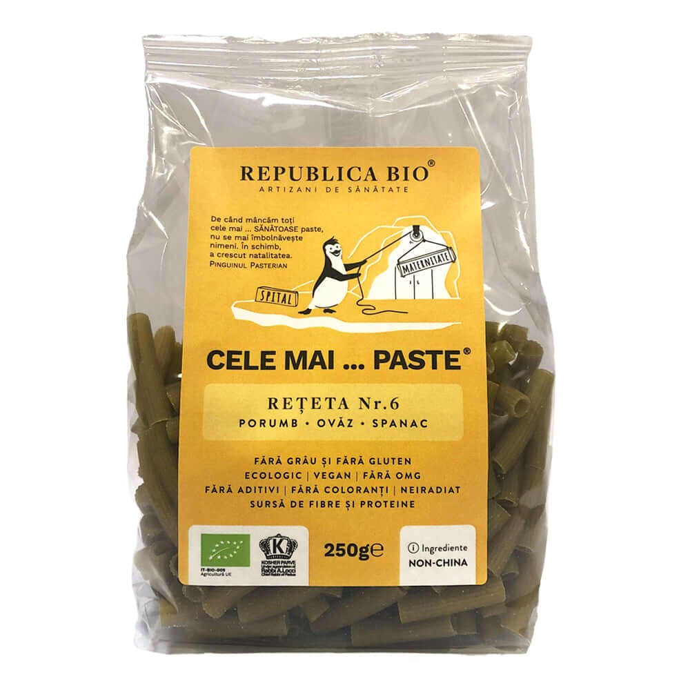 Cele mai Paste Reteta 6 porumb ovaz spanac, ECO, fara gluten, 250g, Republica BIO