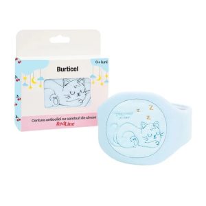 Centura anticolici Burticel cu samburi de cirese 0luni+, 15x 65cm, albastru, RedLine