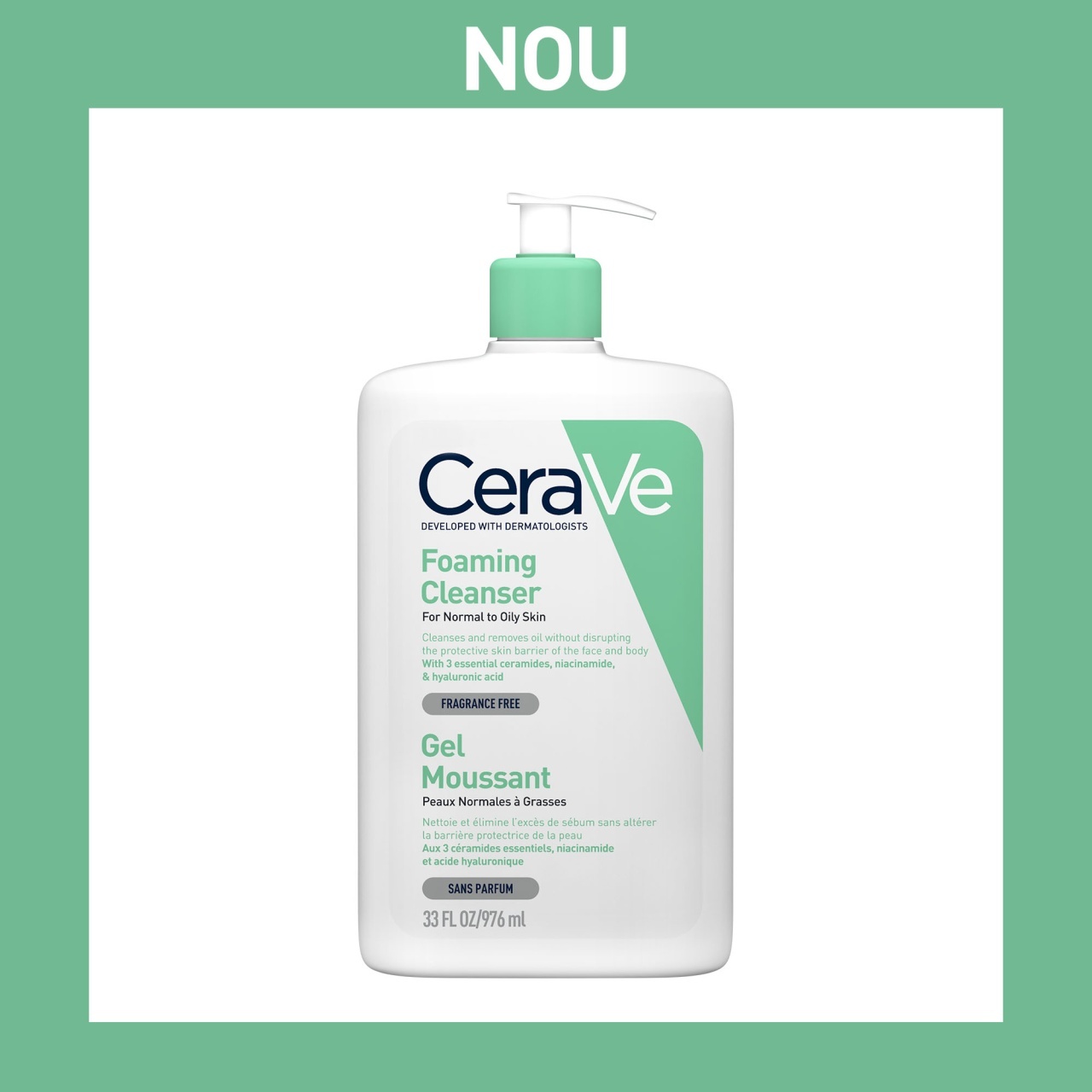 CeraVe Gel de curatare spumant, piele normal-mixta, 976 ml
