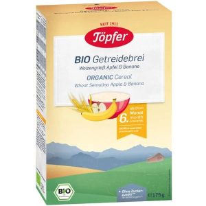 Cereale din gris de grau, mere si banane, 175g, Topfer