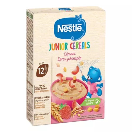 Cereale Nestle Junior cu Capsuni +12 Luni, Fara Zahar, 200g