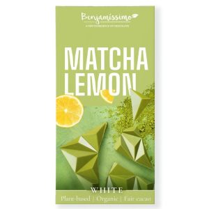 Ciocolata albă cu matcha și lămâie, 70g, Benjamissimo