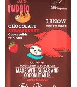 Ciocolata bio cu capsuni, 80g, Super Fudgio