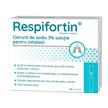 Clorura de sodiu 3% Respifortin, 60 fiole x 4 ml, Zdrovit