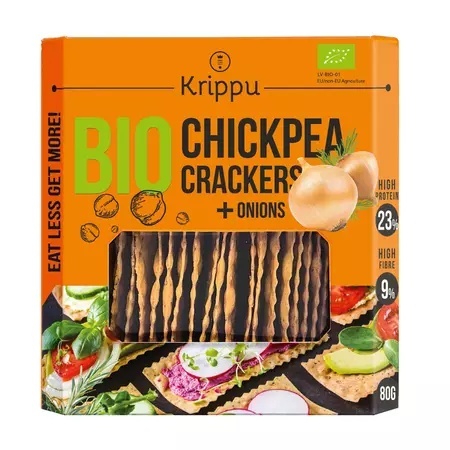 Crackers Bio Năut cu Ceapă, 80g, Krippu