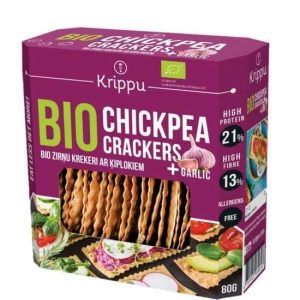 Crackers cu naut si usturoi bio, 80g, Krippu