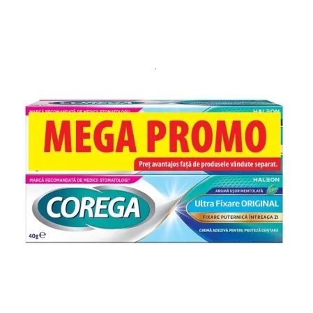 Crema adeziva pentru proteza dentara Corega Ultra Fixare Original, 2 x 40g