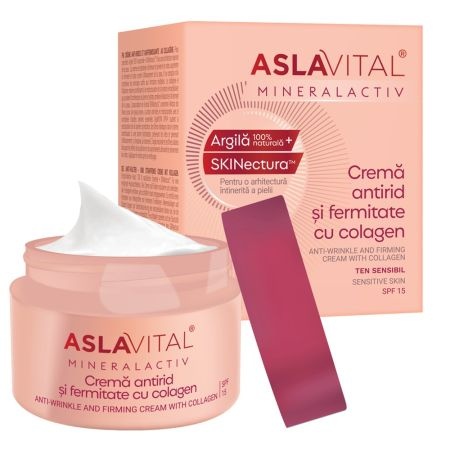 Crema antirid cu colagen pentru fermitate SPF 15 Mineralactiv, 50 ml, Aslavital