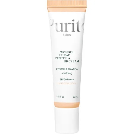 Crema BB multifunctionala cu SPF 30 PA+++ Nuanta 13 Neutral Ivory Wonder Releaf Centella, 30 ml, Purito