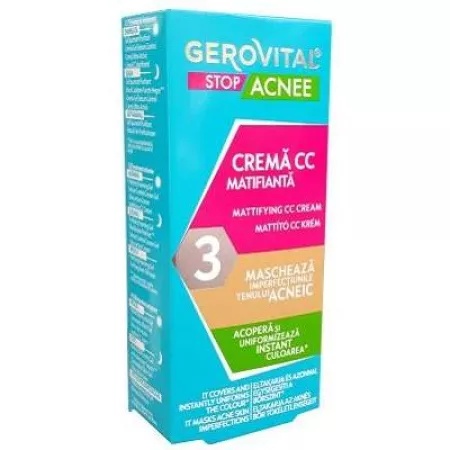 Crema CC matifianta Gerovital Stop Acnee, 30 ml, Farmec