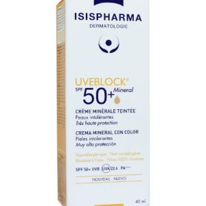 Crema cu protectie solara Uveblock SPF50+ Tinted Mineral, 40ml, Isis Pharma