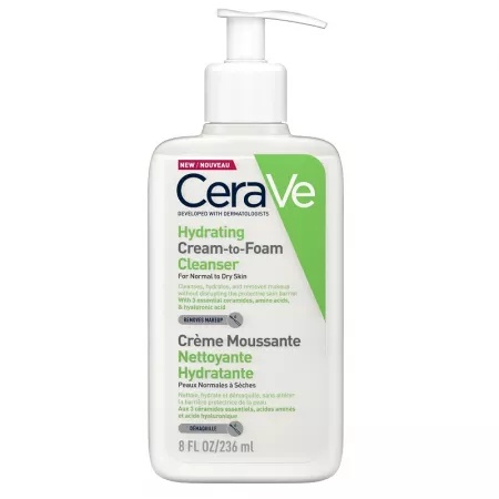 Crema de curatare spumanta si hidratanta pentru ten normal-uscat, 236ml, Cerave