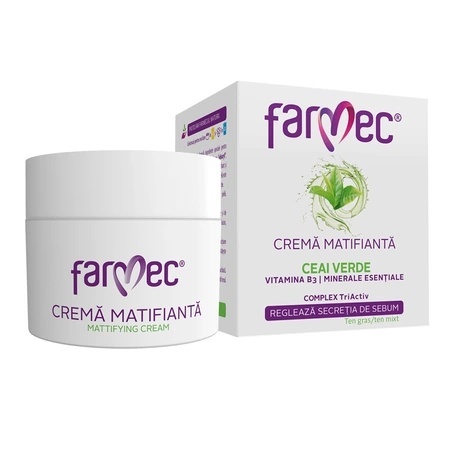 Crema de fata matifianta cu ceai verde pentru ten gras sau mixt, 50ml, Farmec