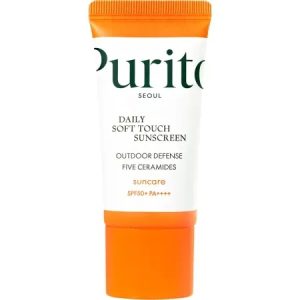 Crema de fata Daily Soft Touch cu factor de protectie SPF 50+, PA++++, Mini, 15 ml, Purito
