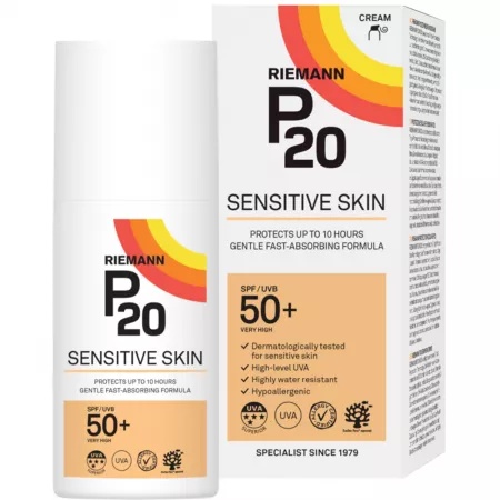 Crema de fata si corp cu factor de protectie SPF 50+ Sensitive P20, 200 ml, Riemann