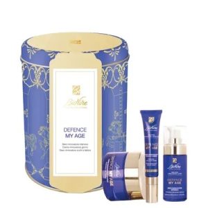 Crema de zi regeneranta 50 ml + ser intensiv regenerant 30 ml + ser pentru conturul ochilor si al buzelor 15 ml Defence my age, pachet, Bionike