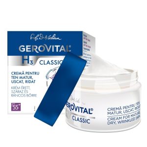 Crema pentru ten matur uscat ridat 55ani+ H3 Classic, 50 ml, Gerovital 290
