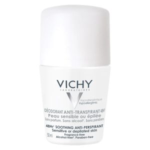 Deodorant roll-on pentru piele sensibila, fara parfum, 48H, 50ml, Vichy