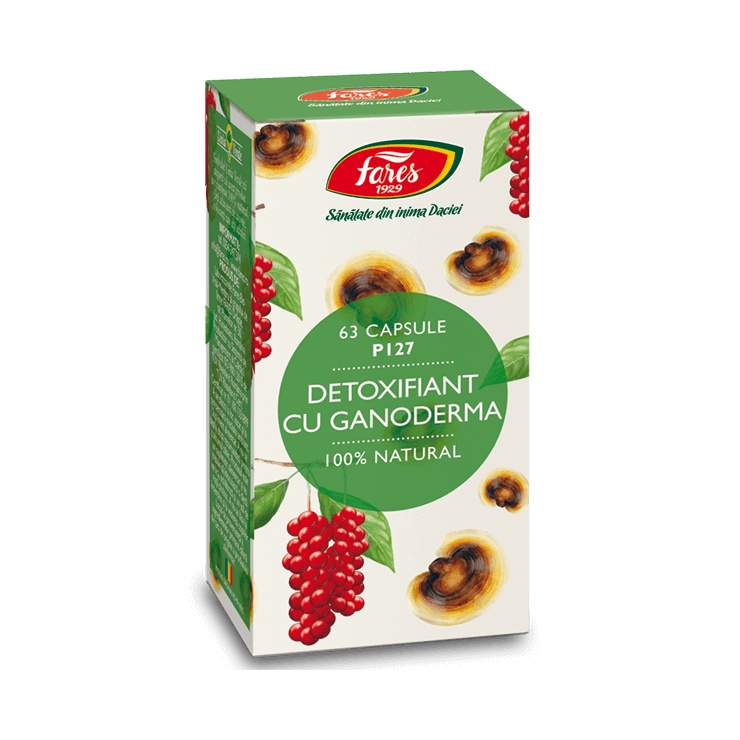 Detoxifiant cu ganoderma, 63 capsule, Fares