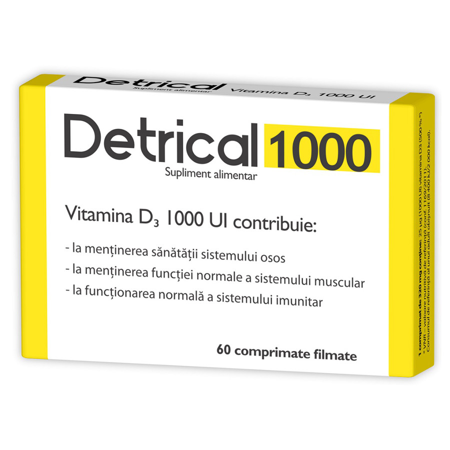 Detrical vitamina D 1000 UI, 60 comprimate, Zdrovit