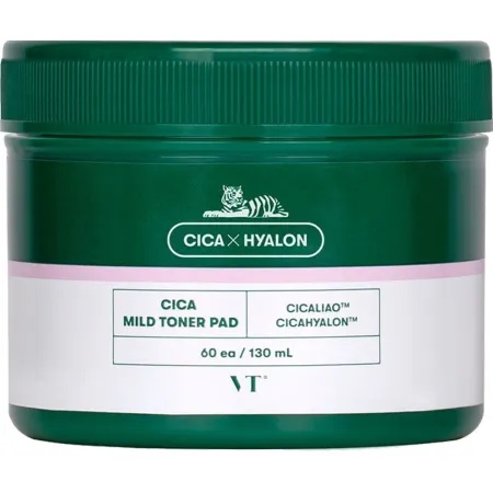 Dischete cu toner pentru exfoliere blanda Cica Mild, 60 bucati, VT Cosmetics