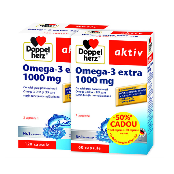 DOPPELHERZ Omega 3 Extra 120+60cps cadou