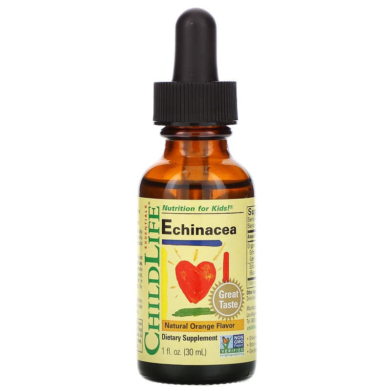 Echinacea copii gust de portocale Childlife Essentials, 30 ml, Secom