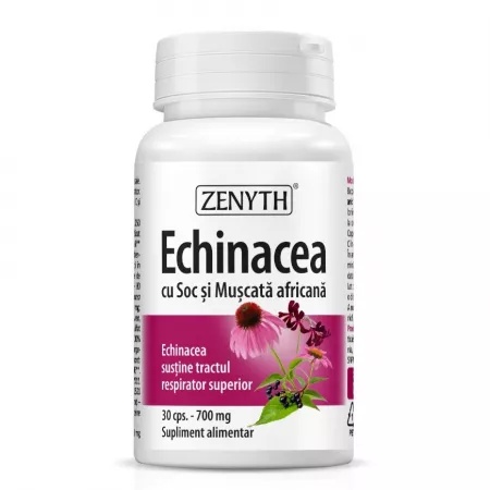 Echinacea cu Soc si Muscata Africana, 700 mg, 30 capsule, Zenyth