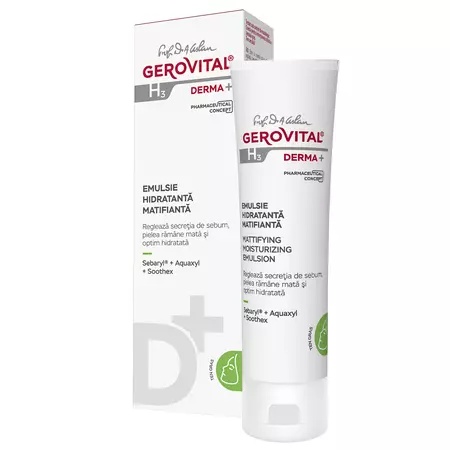 Emulsie hidratanta matifianta pentru ten gras H3 Derma+ – 50 ml, Gerovital
