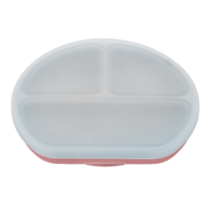 farfurie compartimentata din silicon cu ventuza si capac 6 luni old rose appekids.png
