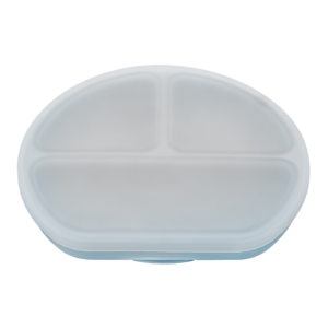 farfurie compartimentata din silicon cu ventuza si capac aqua blue appekids.png