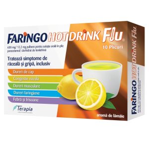 Faringo Hot Drink Flu, 600 mg/12.2 mg, 10 plicuri, Fiterman Pharma