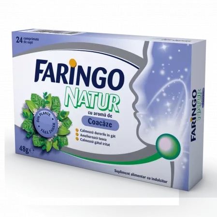 Faringo Natur cu aroma de coacaze, 24 comprimate de supt, Terapia