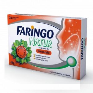 Faringo Natur cu aroma de portocale, 24 comprimate de supt, Terapia