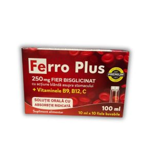Ferro Plus 250mg Fier Biscglicinat, 10 fiole buvabile, Justin Pharma