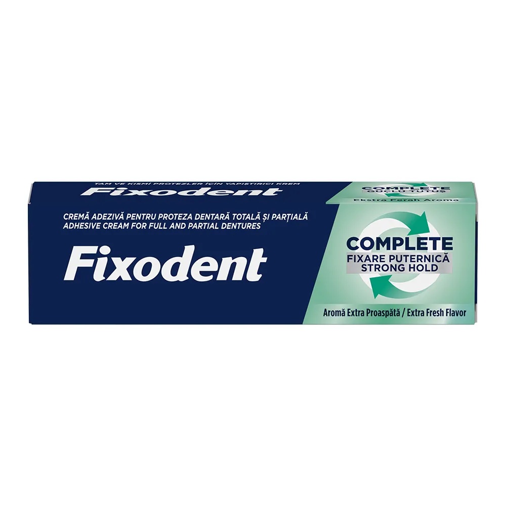Fixodent Complete Strong Hold Extra Fresh - Adeziv pentru proteze dentare, 47 g