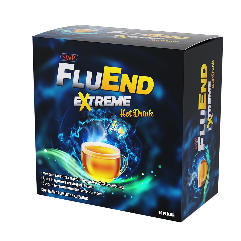 Fluend Extreme Hot Drink, 10 plicuri, Sun Wave Pharma