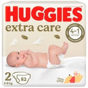Scutece Extra Care, Nr. 2, 3-6kg, 82 bucati, Huggies