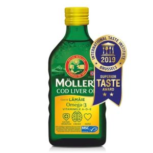 Ulei din ficat de cod cu gust de lamaie, 250ml, Moller's