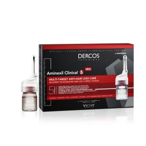 Tratament fiole impotriva caderii parului pentru barbati Aminexil Clinical 5 Dercos, 21x6ml, Vichy