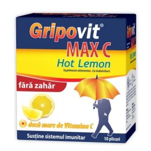Zdrovit Gripovit Max C Hot Lemon fara zahar, 10pl