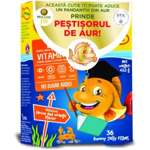 Pestisori gumati Omega-3 cu aroma de lamai si portocale, 36 jeleuri, Moller's