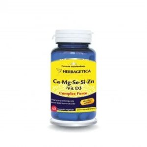 Ca+Mg+Se+Si+Zn Organice cu Vitamina D3, 60 capsule, Herbagetica